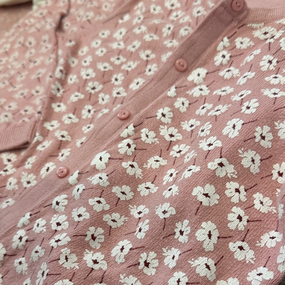 H&M and Old Navy Floral Pink and Cream Kids Cardigan and Hoodie Set - Picture 2 of 11